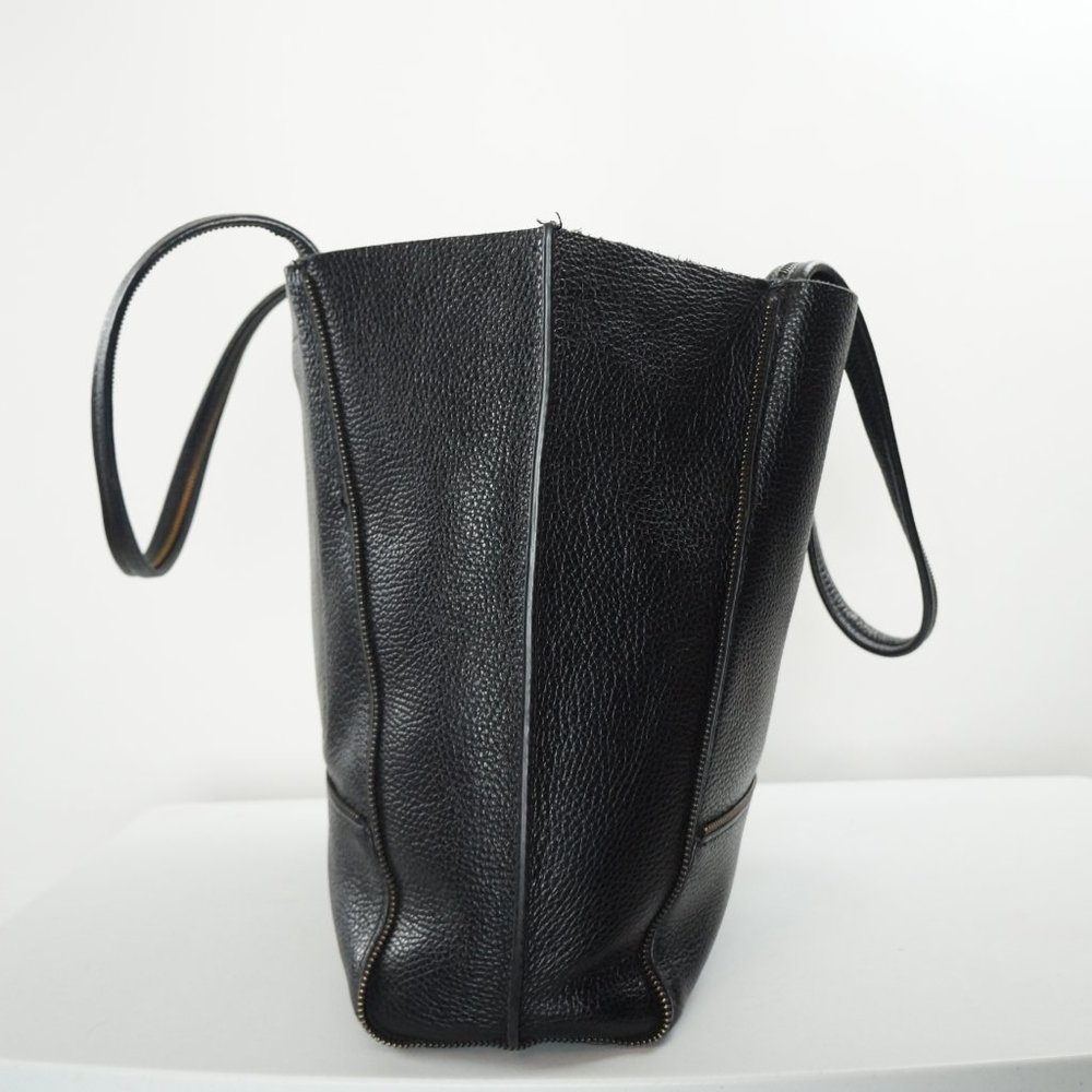 Botkier Soho Tote, Black Pebbled Leather, Zipper Accents - Picture 4 of 9